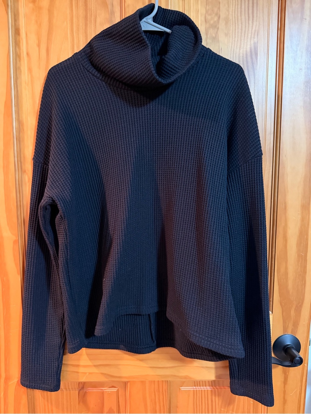 Columbia Black Cowl-Neck Waffle Knit Sweater